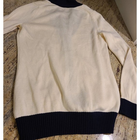 Tommy Hilfiger Womens Size M Cardigan Sweater Button Front Cream Blue - Picture 11 of 12